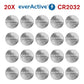 everActive CR2032 Lithium-Knopfzellen 3 V, 220 mAh, 20 Stk.