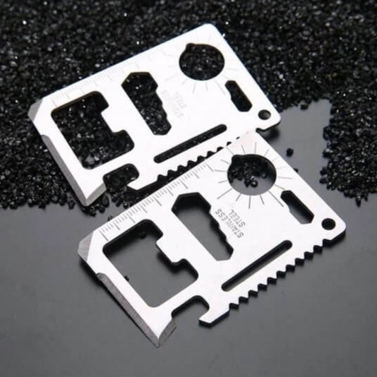 Survival-Tool-Karte 11in1 Multitool Edelstahl – Silber - MIZO.at