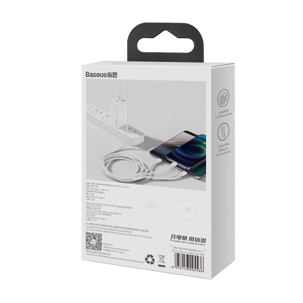 Baseus 3-in-1 USB Cable | Lightning, USB Type-C & Micro USB - MIZO.at