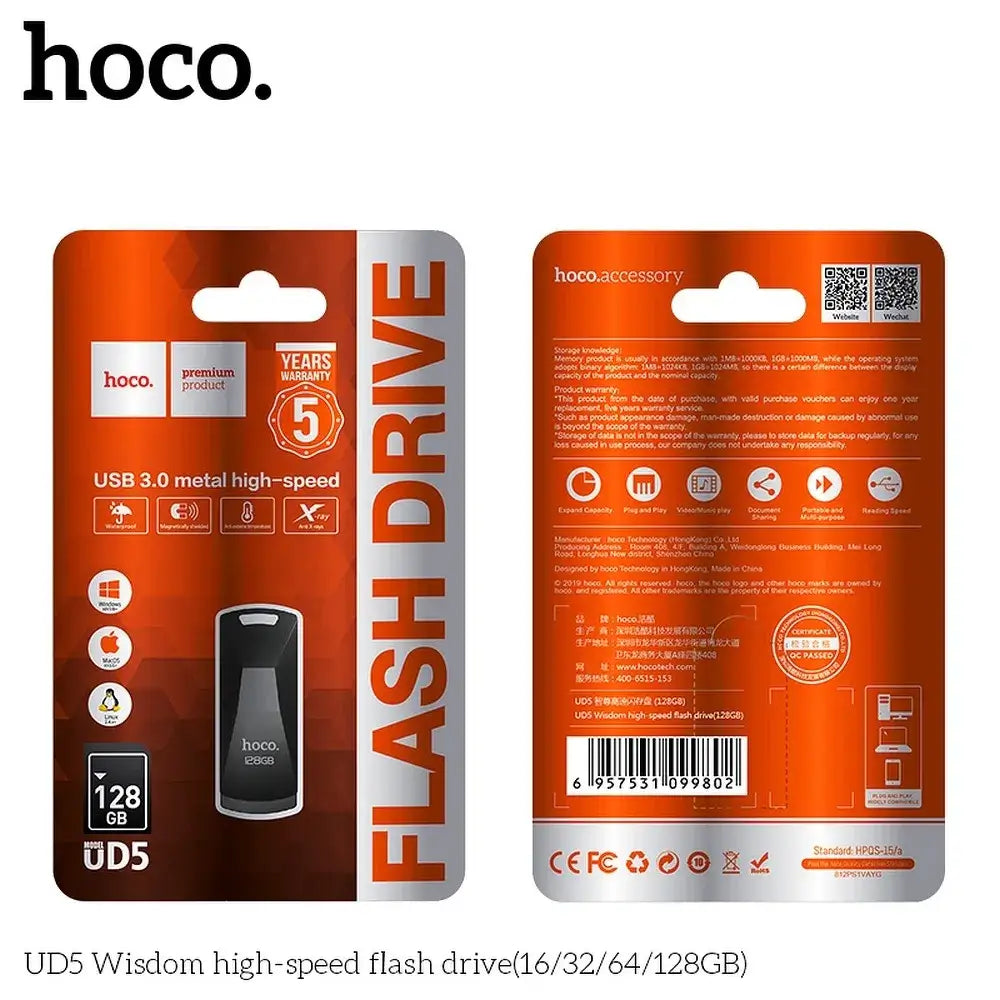 Hoco UD5 USB-Stick 128GB USB 3.0 Grau Speicherstick - MIZO.at