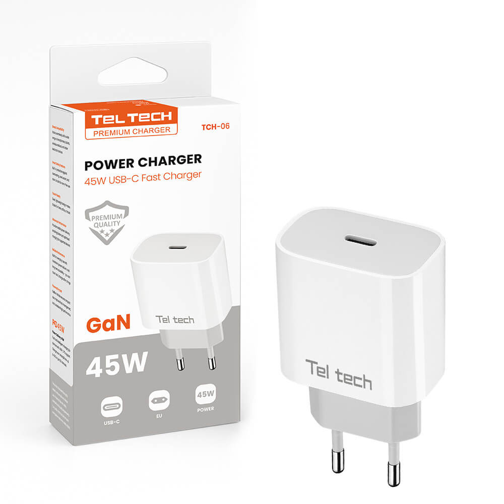 Teltech GaN Netzteil USB-C 45W Weiß TCH06 - MIZO.at