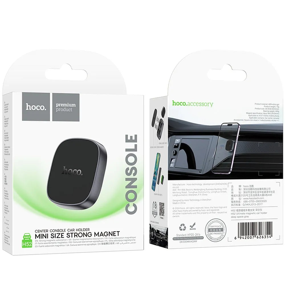 HOCO H52 Magnetic Car Phone Holder Dashboard Grey