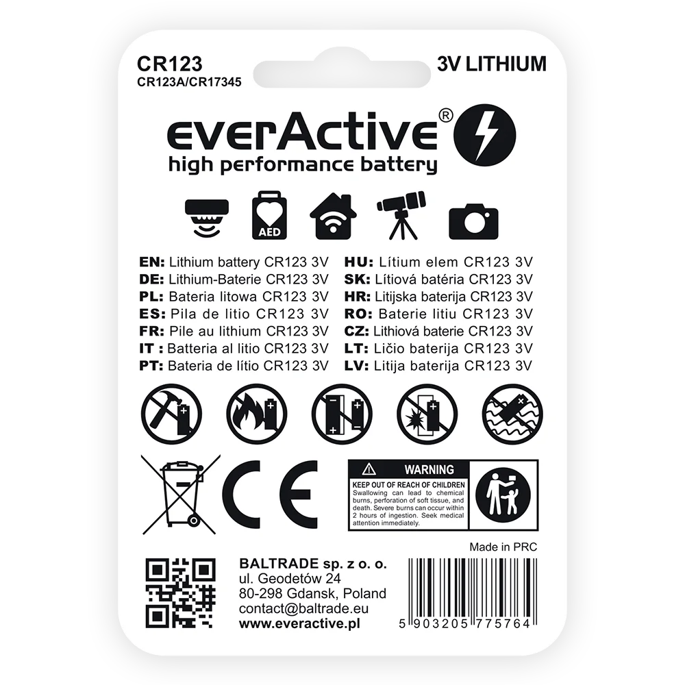 1er Pack everActive CR123A Lithium Foto Batterie 3V - MIZO.at