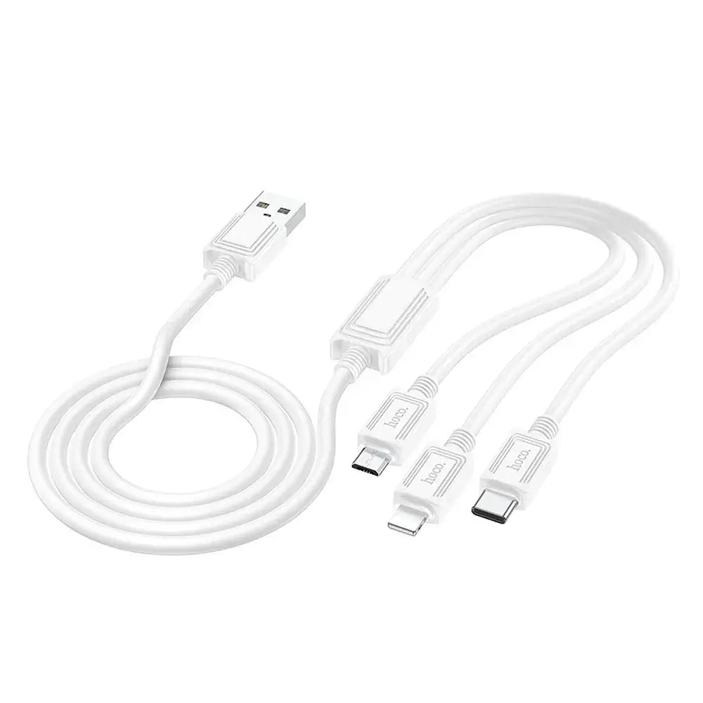 Hoco X74 3in1 USB Kabel 1m Lightning Micro USB USB-C Weiß