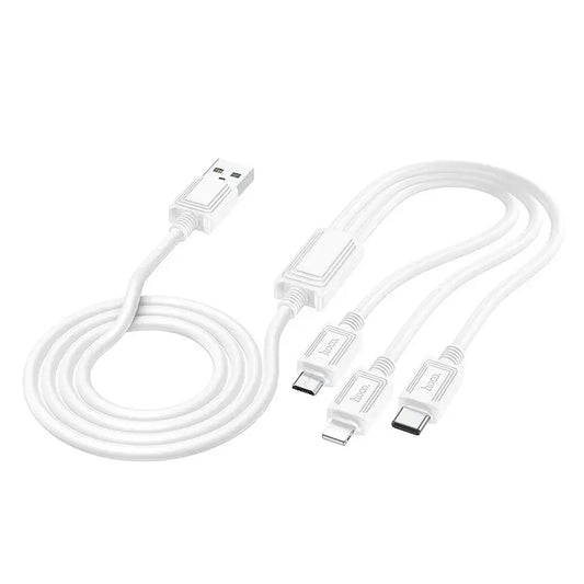 Hoco X74 3in1 USB Kabel 1m Lightning Micro USB USB-C Weiß