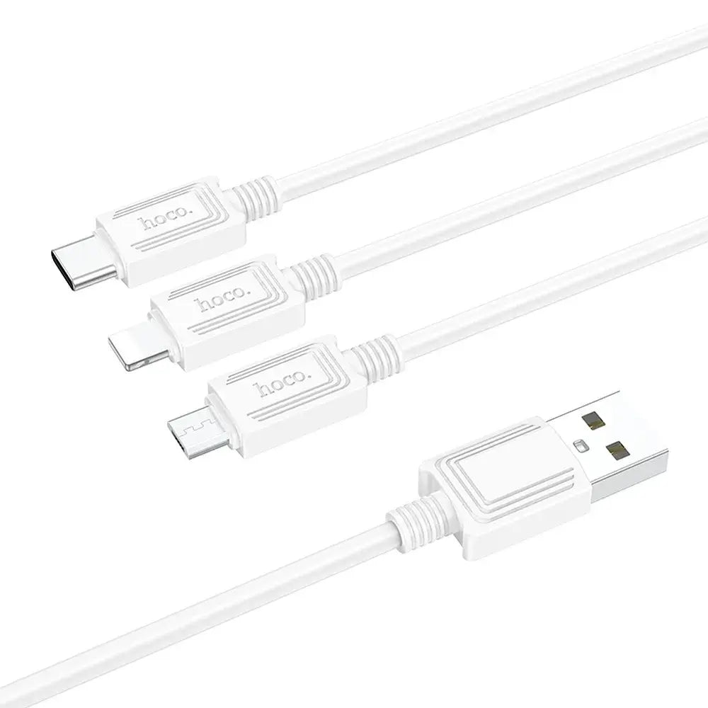 Hoco X74 3in1 USB Kabel 1m Lightning Micro USB USB-C Weiß