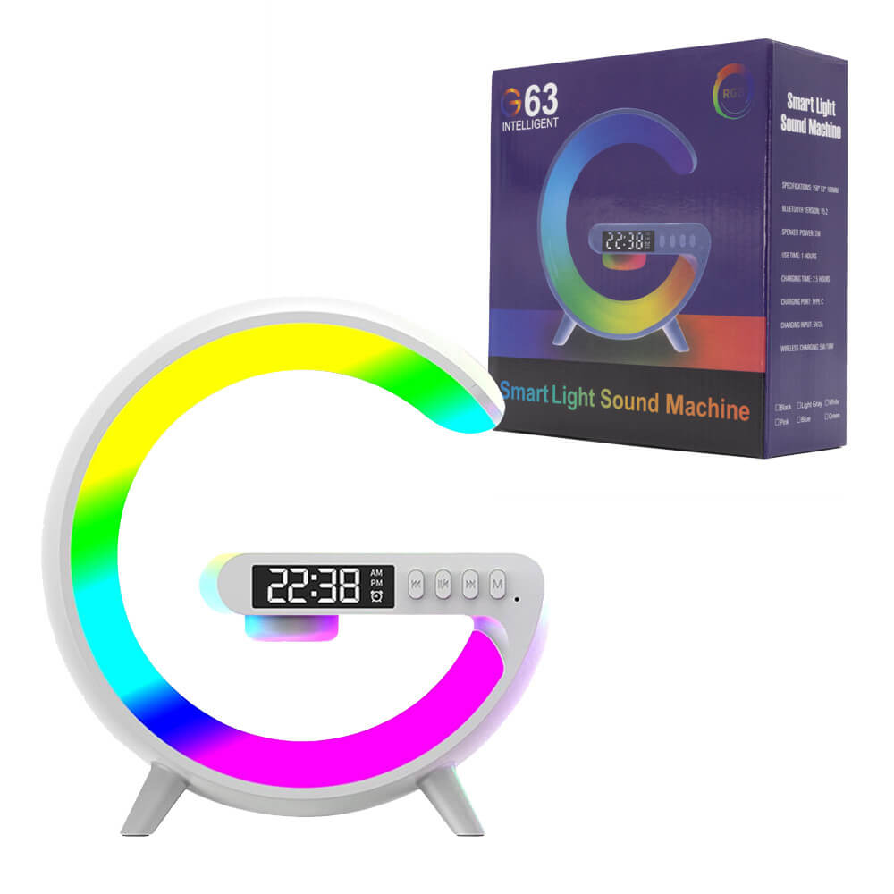 Ecobox 5in1 Nachtlampe Qi Ladegerät Wecker Speaker RGB - MIZO.at