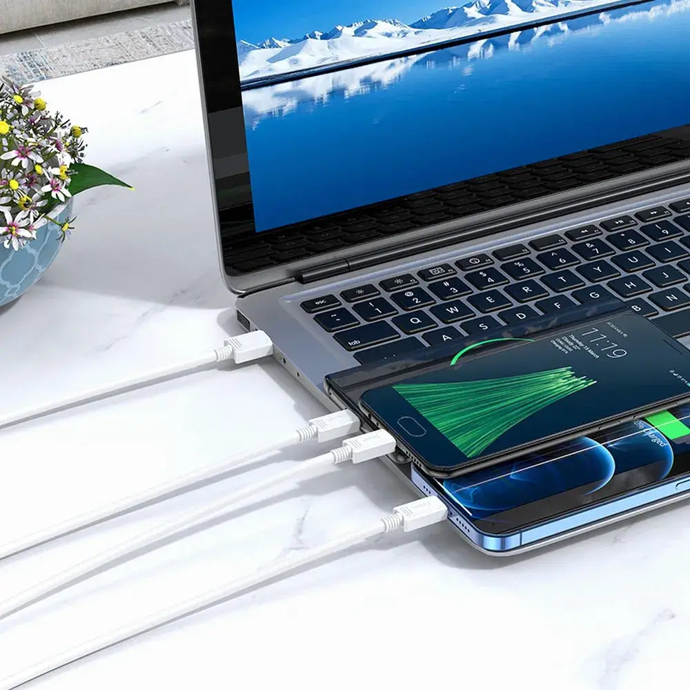 Hoco X74 3in1 USB Kabel 1m Lightning Micro USB USB-C Weiß