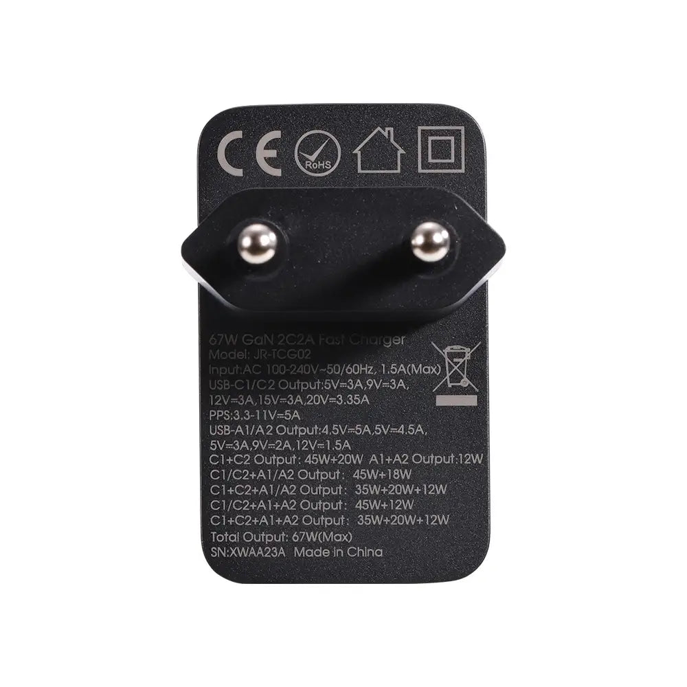 Joyroom GaN 67W 4-Port Charger + USB-C Cable | Black TCG02 - MIZO.at