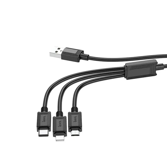 Hoco X74 3in1 USB Kabel 1m Lightning Micro USB USB-C Schwarz