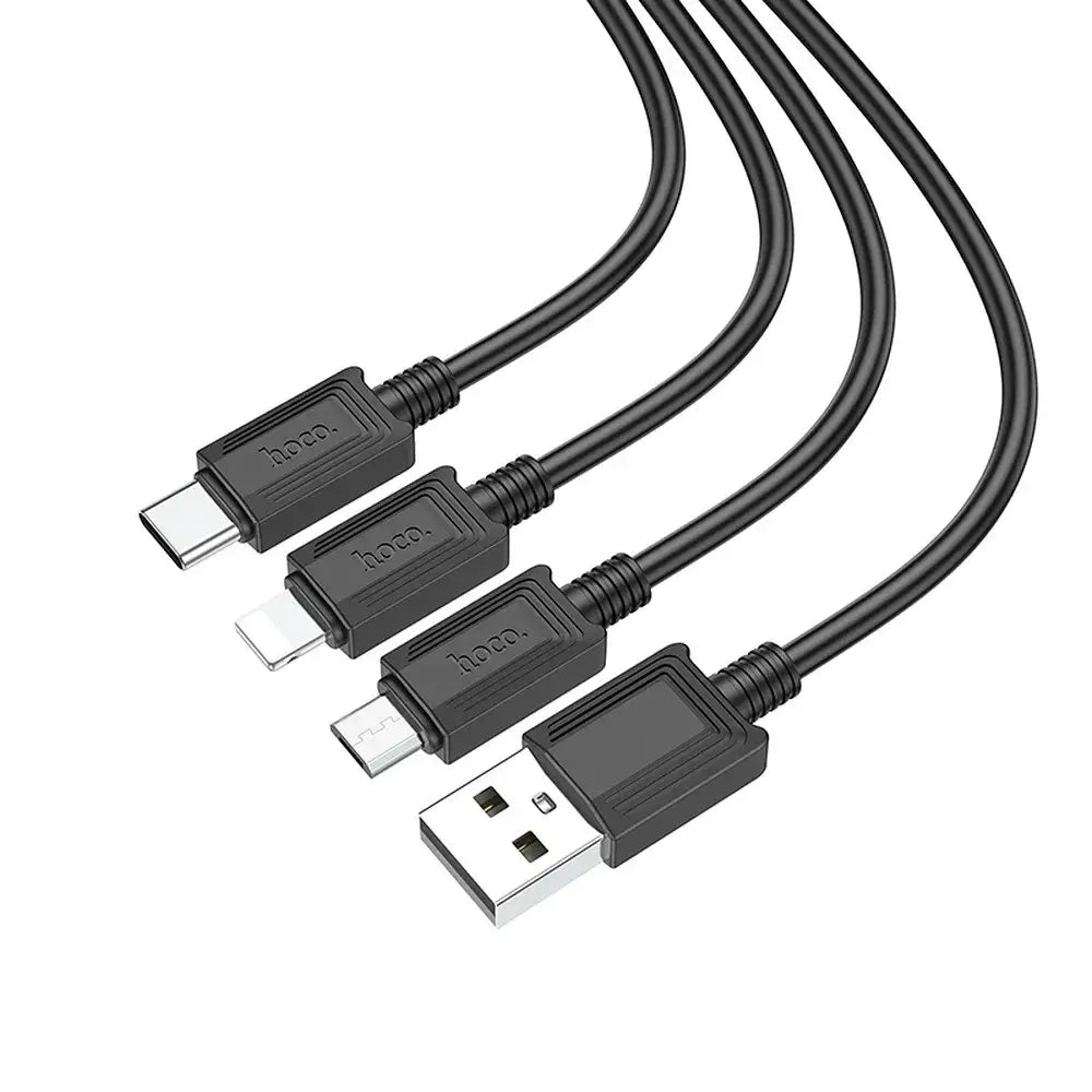 Hoco X74 3in1 USB Kabel 1m Lightning Micro USB USB-C Schwarz