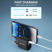 Wozinsky 20W USB-A USB-C Wall Charger | Dual Ports, Fast Charging - MIZO.at