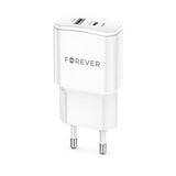 Forever TC-01: 20W Dual USB Ladegerät (USB-C PD + USB-A QC) Weiß - MIZO.at