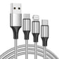 3-in-1 Ladekabel Lightning/Micro-USB/Type-C – 1,2 m, Silber - MIZO.at