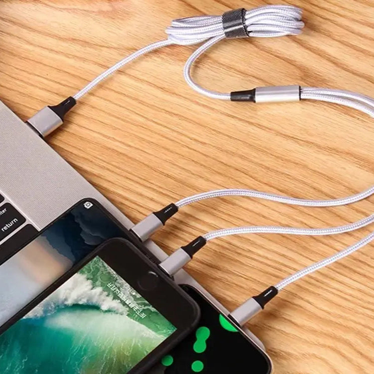 3-in-1 Ladekabel Lightning/Micro-USB/Type-C – 1,2 m, Silber - MIZO.at