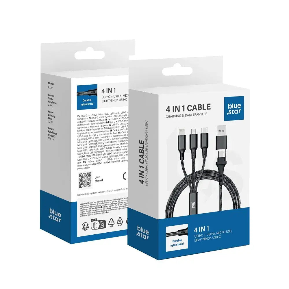 BLUE STAR 4in1 Charging Cable Type C/USB A to Micro USB/Lightning - MIZO.at