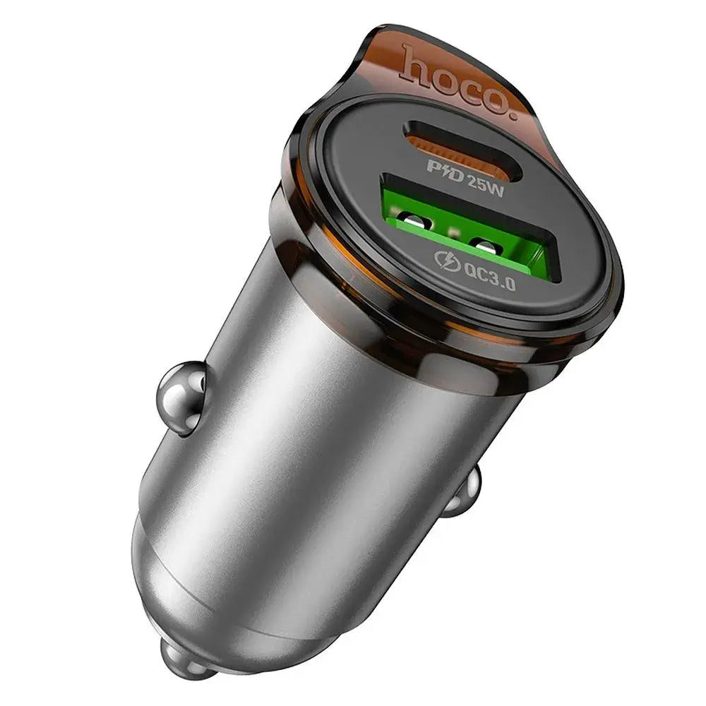 Hoco Auto-Ladegerät USB-A + USB-C QC3.0 PD 43W Grau - MIZO.at