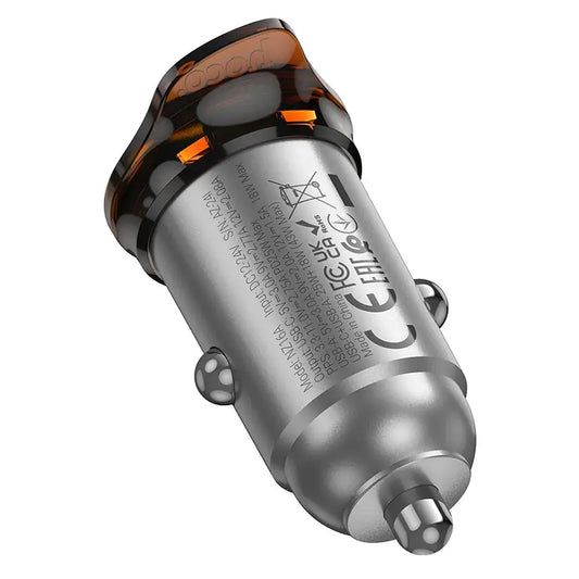 Hoco Auto-Ladegerät USB-A + USB-C QC3.0 PD 43W Grau - MIZO.at