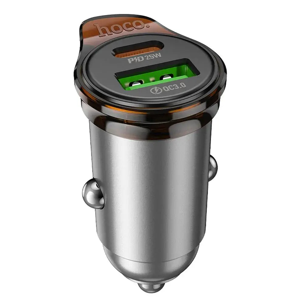 Hoco Auto-Ladegerät USB-A + USB-C QC3.0 PD 43W Grau - MIZO.at