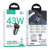 Hoco Auto-Ladegerät USB-A + USB-C QC3.0 PD 43W Grau - MIZO.at