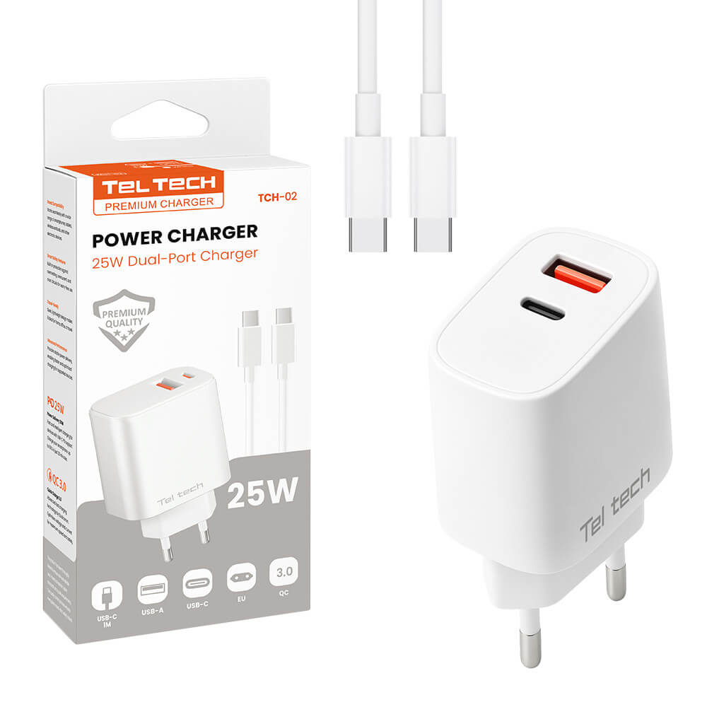 Teltech Netzteil USB-C 25W mit Kabel PD PPS Weiß TCH02 - MIZO.at