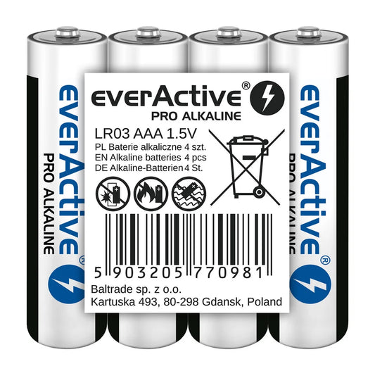 4er Pack everActive Pro AAA LR03 Alkaline Batterien 1,5V - MIZO.at