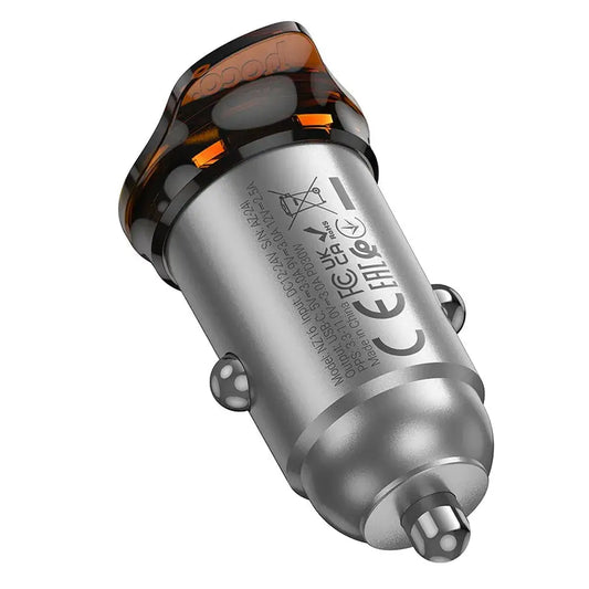 Hoco Auto-Ladegerät USB-C QC PD 30W Grau Metall - MIZO.at