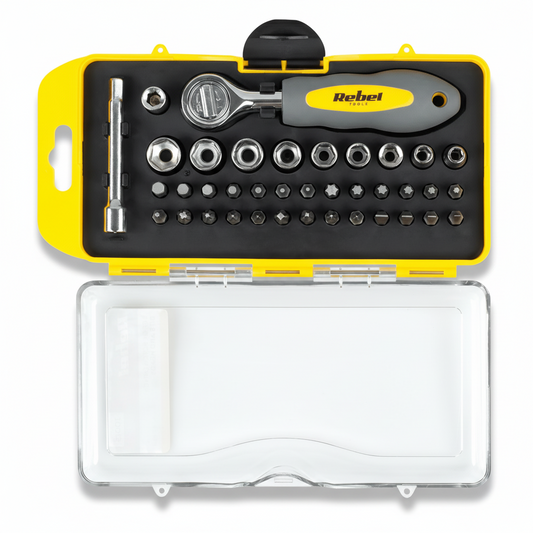 Ratschen Schraubendreher Set 38 teilig Bit & Stecknuss Set Rebel - MIZO.at