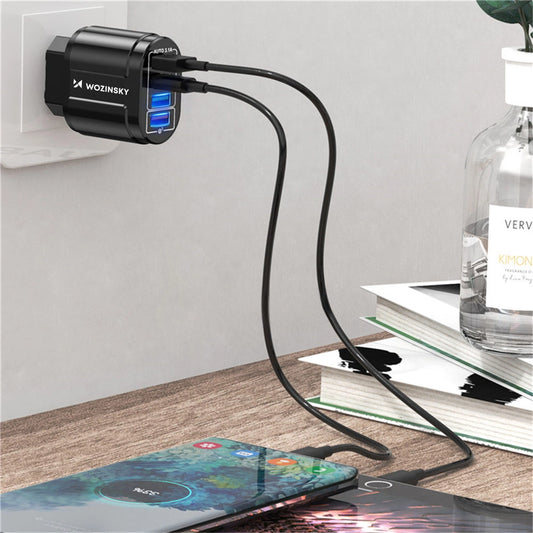 Wozinsky 48W 4-Port Wall Charger | Fast Charging | Black - MIZO.at