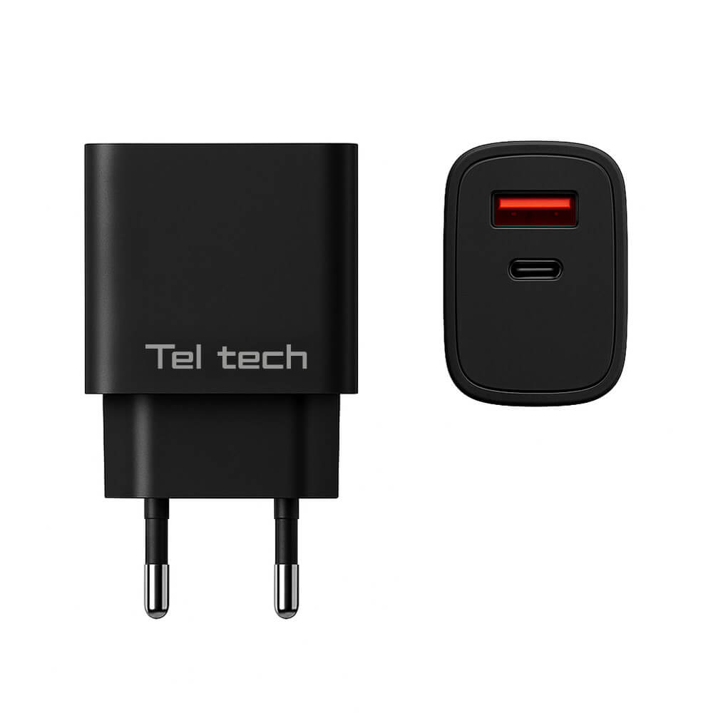 Teltech Netzteil USB-C 25W QC PD Schwarz TCH02 - MIZO.at