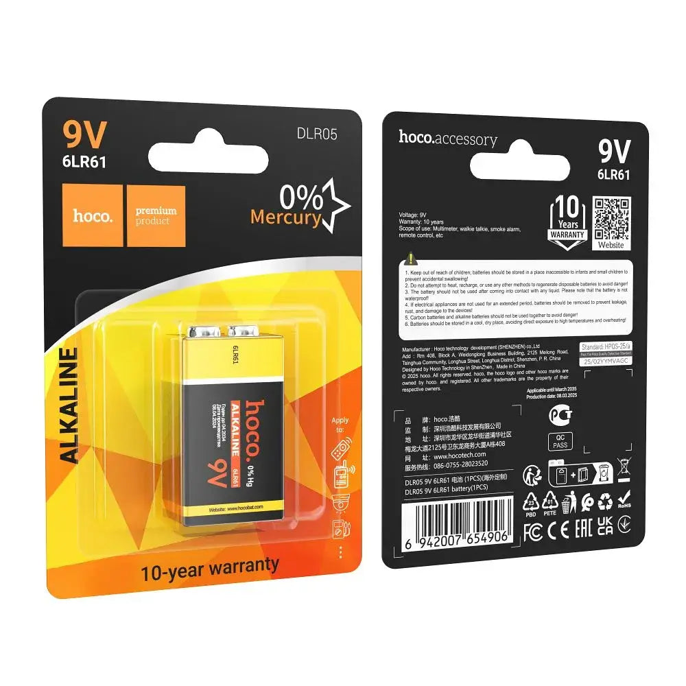 Hoco 9V Batterie 6LR61 Alkaline DLR05 1 Stück - MIZO.at