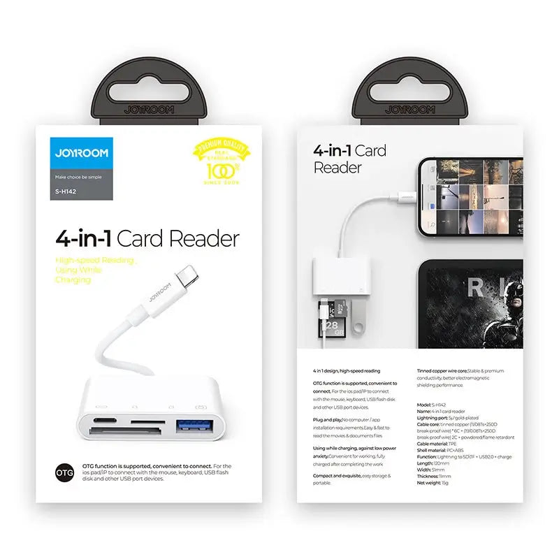 Joyroom S-H142 Lightning OTG Hub | USB, SD, TF & Charging – White - MIZO.at