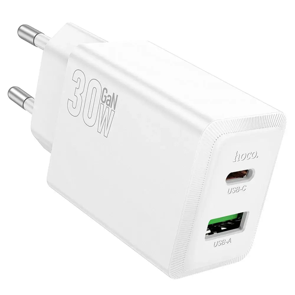 Hoco Ladegerät USB-A + USB-C QC3.0 PD 30W Weiß N71 - MIZO.at