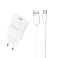 Dudao A4EU 2.1A USB-A Ladegerät Weiß + USB-A auf USB-C Kabel - MIZO.at