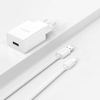 Dudao A4EU 2.1A USB-A Ladegerät Weiß + USB-A auf USB-C Kabel - MIZO.at