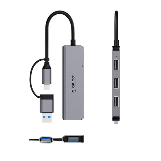 Orico YSA5-U3 USB-A/USB-C Hub | 4-Port Docking Station Gray - MIZO.at