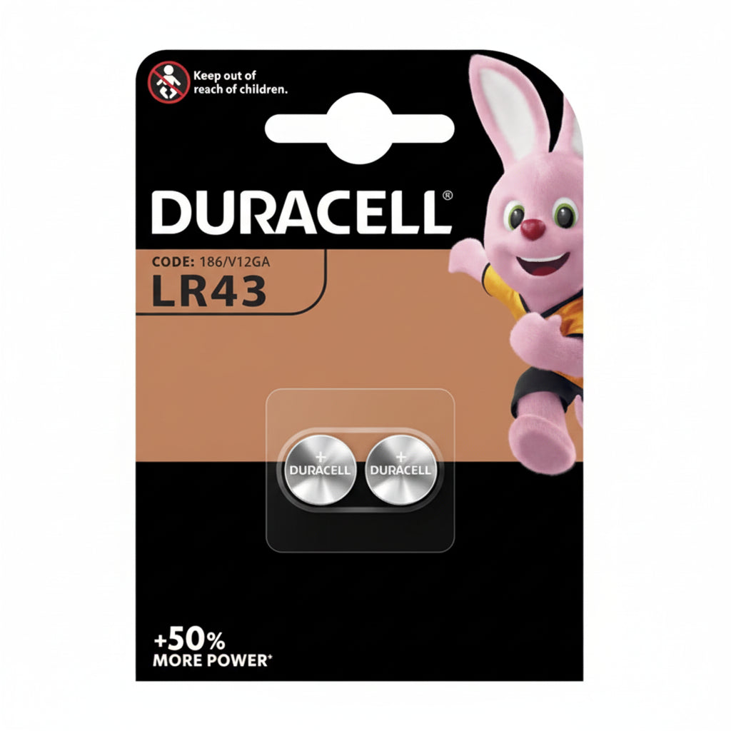 2er Pack Duracell LR43 / G12 Alkaline Knopfzellen 1,5 V