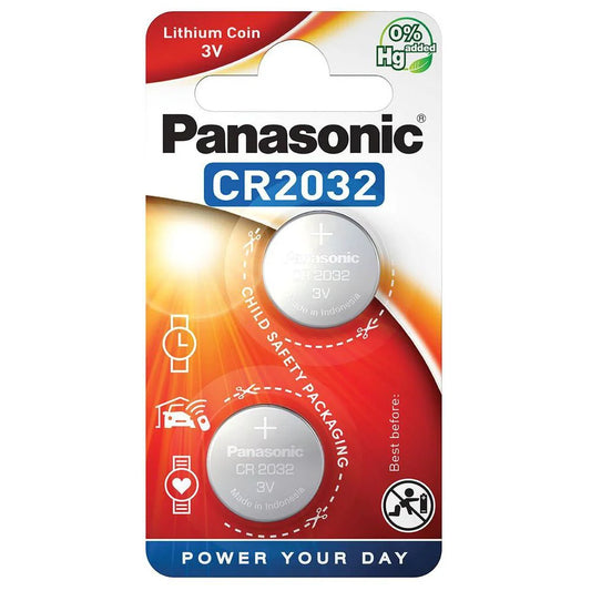 CR2032 Batterie 3V Lithium Knopfzelle 2er Pack Panasonic