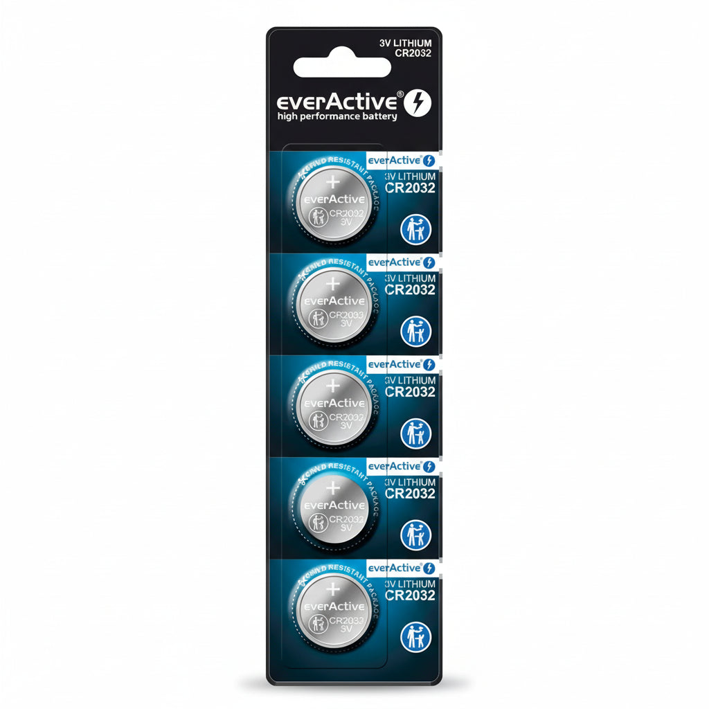 everActive CR2032 Lithium Batterien 5er Pack – 3,0V Knopfzellen