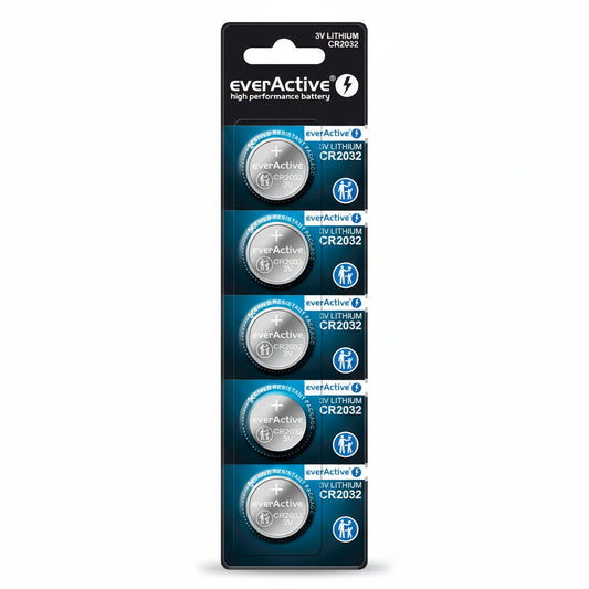 everActive CR2032 Lithium Batterien 5er Pack – 3,0V Knopfzellen