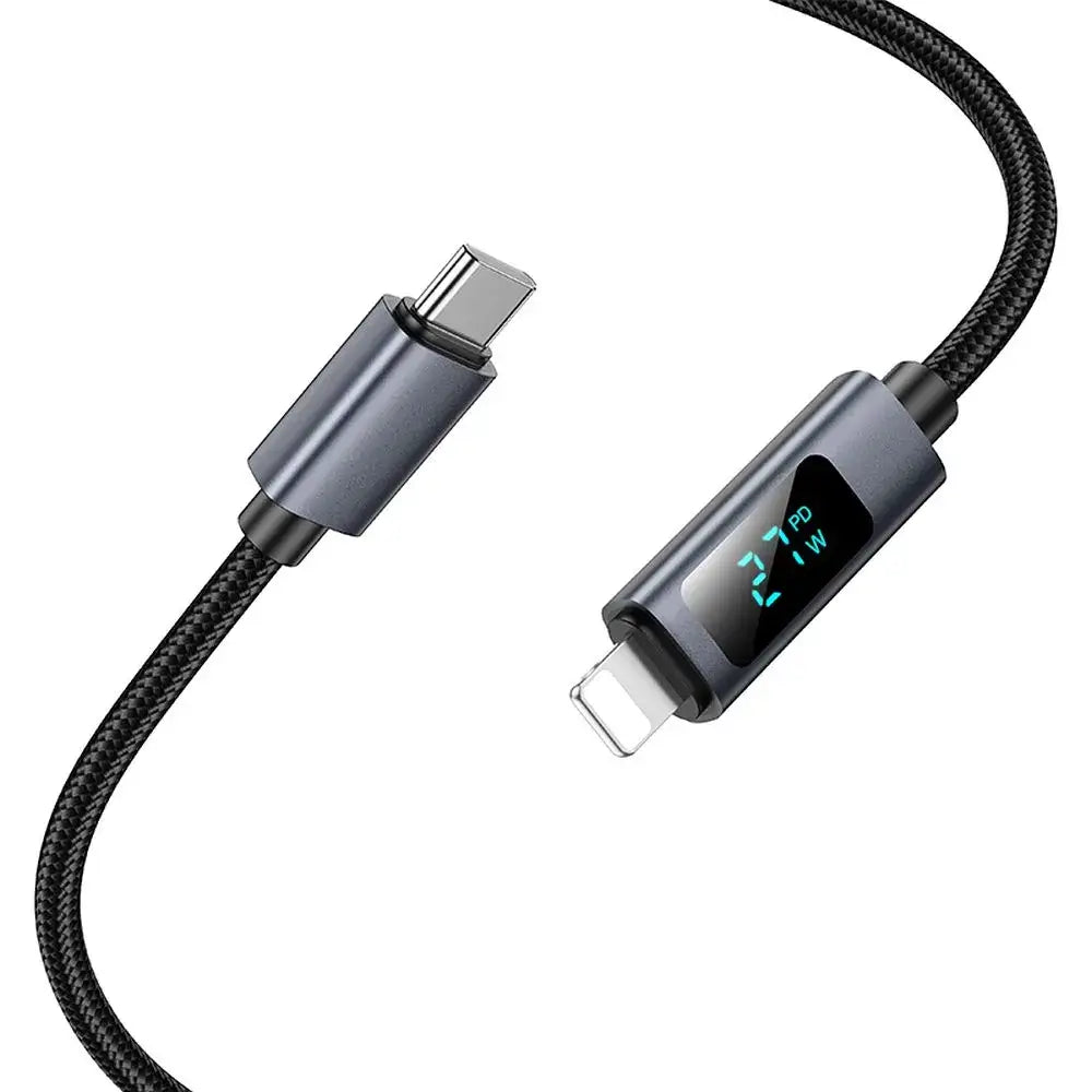 HOCO X112 Type-C to Lightning Cable 27W with Display – Black - MIZO.at