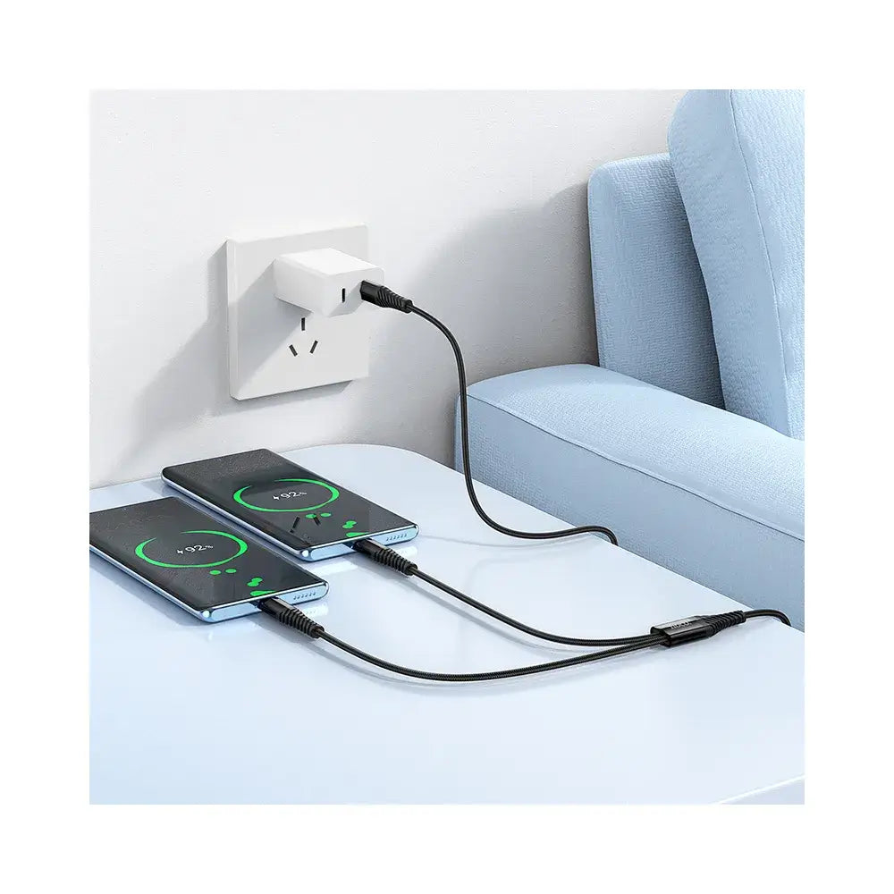 Hoco X123 2in1 USB-C Kabel 1m Schwarz Dual-Anschluss - MIZO.at
