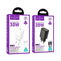 HOCO Wall Charger Type C + Cable Type C to Type C PD QC 30W N62 White - MIZO.at