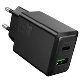 Hoco Ladegerät USB-A + USB-C QC3.0 PD 30W Schwarz N71 - MIZO.at