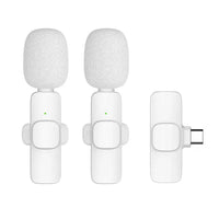 Wireless Lavalier Microphone Type C Double with Long Hair K1 White - MIZO.at
