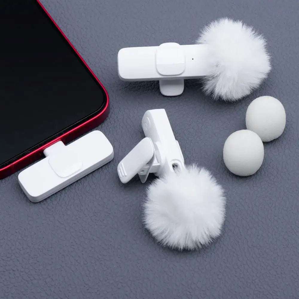 Wireless Lavalier Microphone Type C Double with Long Hair K1 White - MIZO.at