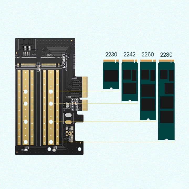 Ugreen PCIe 3.0 x4 Expansion Card Adapter | Dual M.2 SSD Slots - MIZO.at