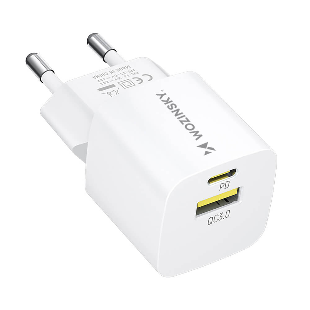 Wozinsky WWCEAC 33W GaN Ladegerät USB-A + USB-C Weiß - MIZO.at