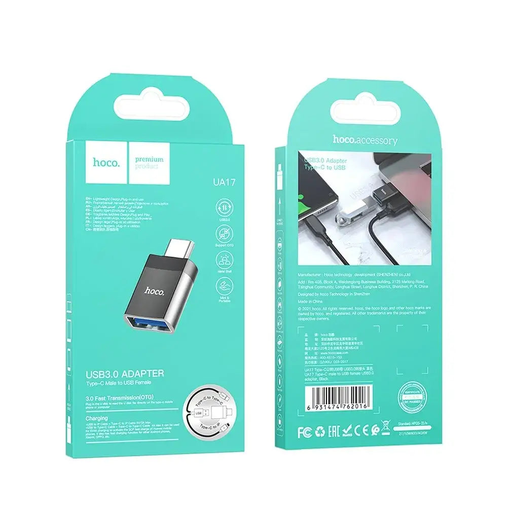 Hoco UA17 OTG Adapter USB-C auf USB-A Schwarz - MIZO.at