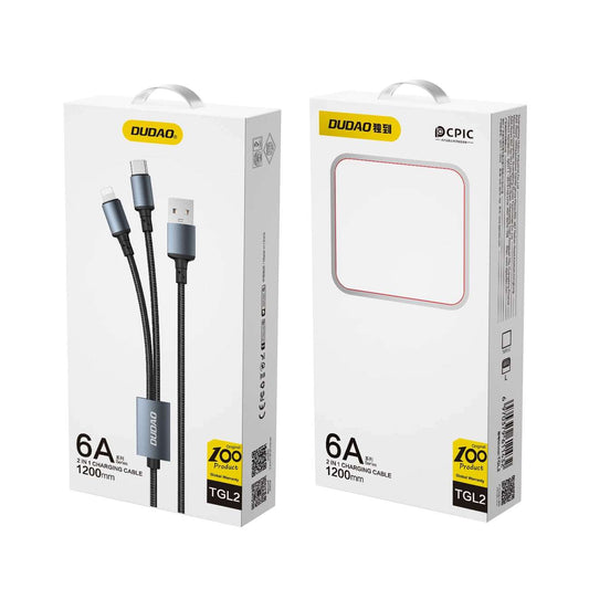Dudao 2-in-1 Charging Cable | 6A USB-C & Lightning Fast Charger - MIZO.at